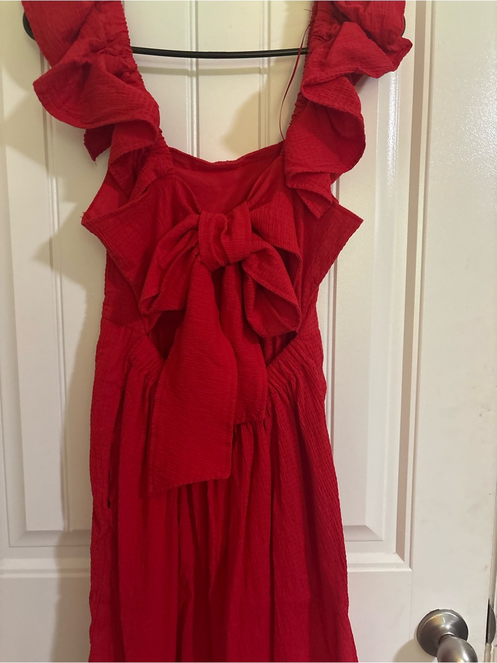 miami Red Ruffle-Strap Backless Dress - Picture 3 of 4